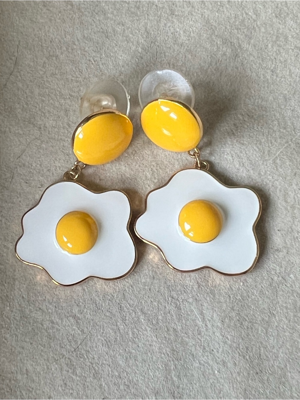 Playful Egg Drop Dangle Earrings - Yellow & White
